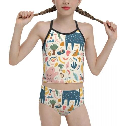 Anime boho Swimwear for Children young Girl Print Boho Kids Shower Biquini 2021 Wholesale Brand Girl Swimming Suit