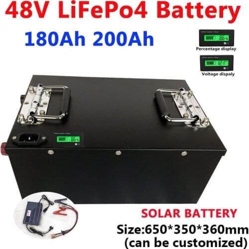 GTK SOLAR Lifepo4 48V 200Ah 180Ah Lithium battery with BMS for 9600w RV solar panels motorhome Hybrid Car+20A Charger