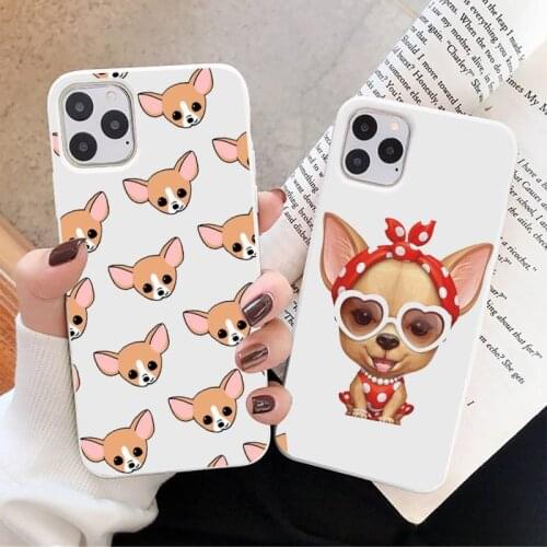 Cute animal Chihuahua Dog Phone Case Candy Color for iPhone 6 7 8 11 12 s mini pro X XS XR MAX Plus