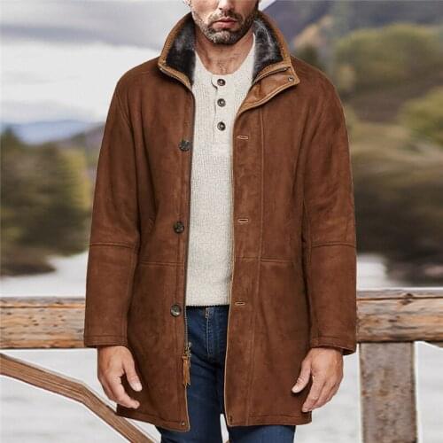 Fashion Men Long Sleeve Cardigans Mens Mid-length Loose Woolen Coat Men Blends Jacket Winter Warm Coats Casual Loose Jackets M