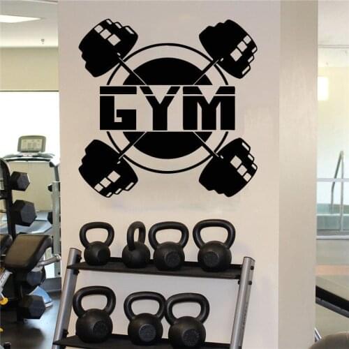 Fitness club wall sticker Sports Gym wall decal Dumbbell Wall decor waterproof removeable vinyl Window glass Stickers G604