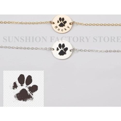 Actual Dog Cat Paw Nose Print Bracelet,Personalized Pet Jewelry,Engraved Memorial Loss,Pet Lover Adoption,Dog Cat Print Bracelet