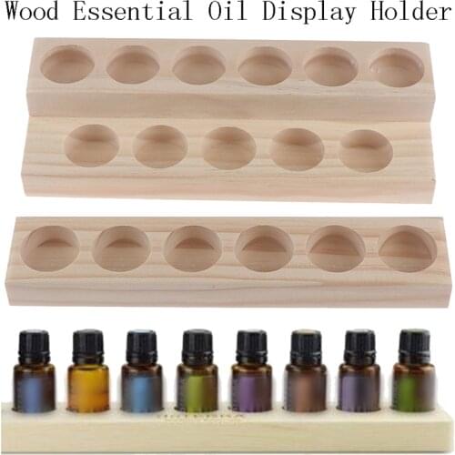 Natural Wood 1/2-Tiers Aromatherapy Perfume Essential Oil Display Storage Organizer Rack Stand Holder for 6/12 Pcs 15ml Bottles