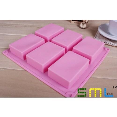 Wholesale 200pcs/sets 6 lattice rectangular pastry molds 100ml silicone cake bakeware mold soap moulds