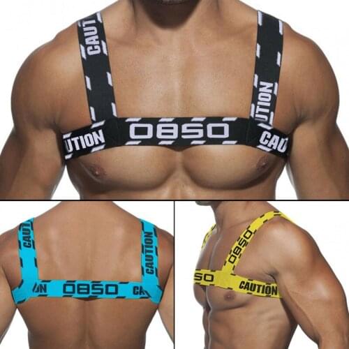 Sexy Mens Chest Strap Nylon Spandex Solid Color Male Elastic Shoulder Straps Muscle Men Party Carnival Decoration Gay 2021