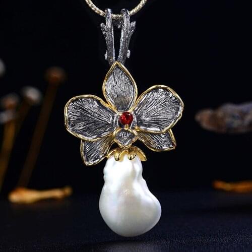 Retro Thai Silver Jewelry Factory Wholesale Creative New Baroque Pearl S925 Sterling Silver Inlay Shaped Beads Pendant Jewelry