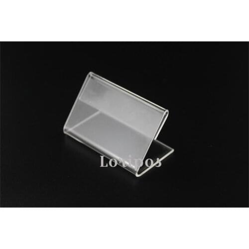 Clear Price Tag Clip Sign Card Holder Stands Poster Racks 25pcs Plastic Mini Label Racks Acrylic Card Display Holder 20x40mm
