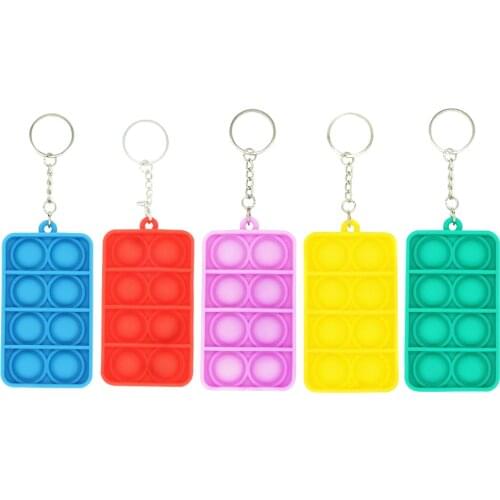 Rectangle Push Bubbles Toys Autism Anti-Stress Sensory Toys Silicone Stress Reliever Mini Pendant Decompression Toy Puzzle