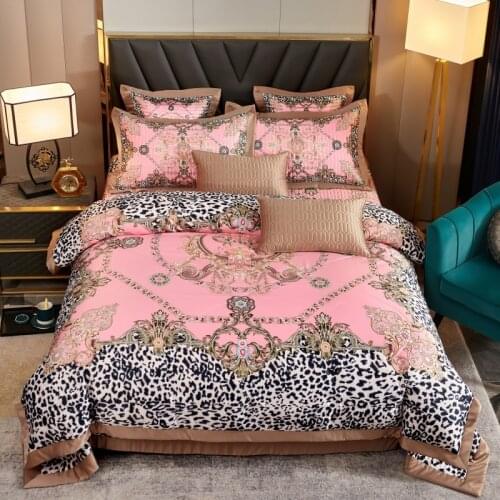 2020 Luxury Satin Latex Palace Bedding Set Glossy Duvet Cover Quilted Bed Spread Pillowcases Small Pillow Queen Size 4/6/8Pcs