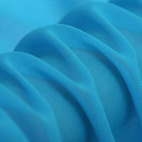 SILK GEORGETTE 114cm width 8momme/100% Silk Chiffon Fabric New 2015 Desigual Fashion Evening Dress Peacock Blue NO02