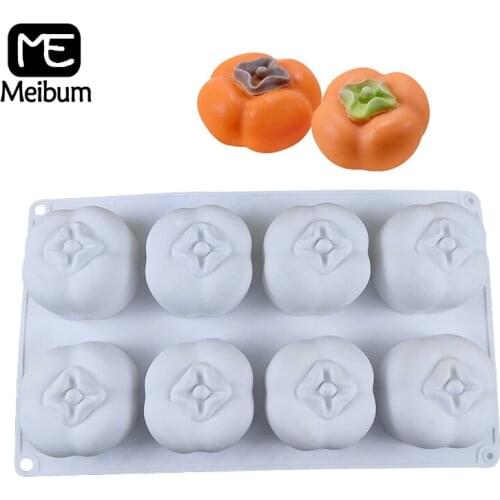 Meibum Persimmon-Shaped Silicone Mold 8 Cavity Mousse Cake Molds French Dessert Decorating Bakeware Pastry Baking Tools