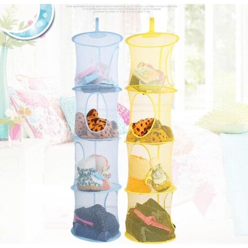 Hanging Storage Bag Mesh Folding Toys Storage Basket Underwear Clothing Closet Organizer Sundries Storage Bag Home Organizer