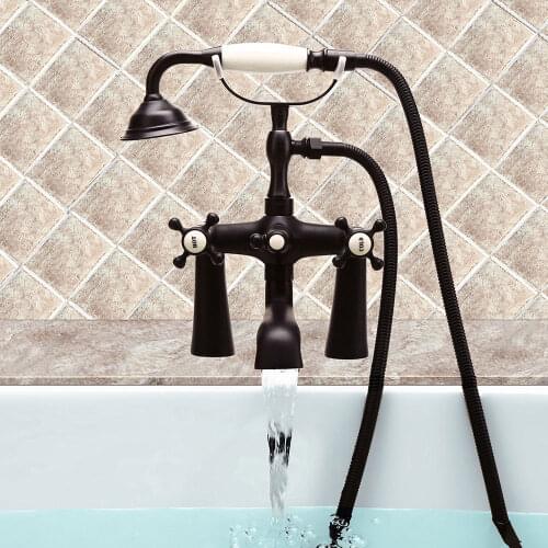 Bathtub Faucet Oil Rubbed Bronze Deck Mounted Bathroom Tub Mixer Tap With Hand Shower Head Bath & Shower Faucet KD851