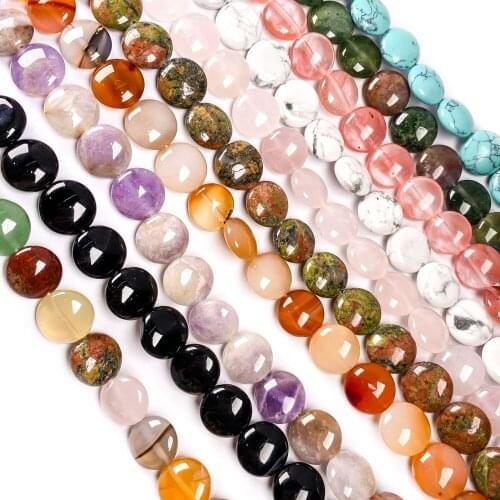 Natural Stone Crystal Agates Beaded Oblate Rose Quartzs Loose Spacer Beads for Jewelry Making DIY Necklace Bracelet Accessories