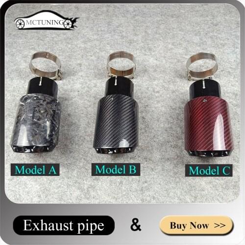 1 piece New model three layers exhaust pipe Forged Carbon For Akrapovic Muffler tailtip Twill Carbon Gloss black Stainless steel