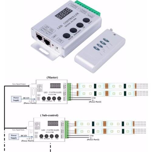 DHL 20Pcs Led RGB Programmable Pixel Controller DC12V 133 effect modes wireless led Controller HC008 with RF Remote Controller