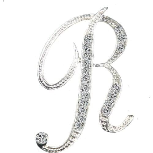 High quality crystal gold letter brooch shining Rhinestones brooches pin girl Christmas gifts accessories for women