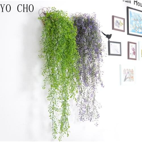 YO CHO Artificial Plant Green Vine Golden Bell Willow Wall Hanging Flower Vine Fake Plant Decor DIY Home Wedding Wall Decoration