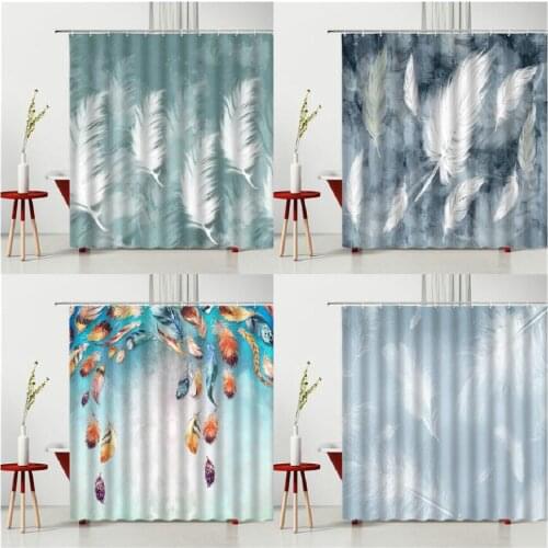Colorful Feather Shower Curtain Creativity Personality Modern Bedroom Curtain Waterproof Polyester Fabric Bathtub Decor
