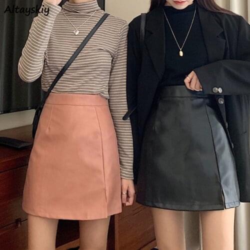 Skirt Women Side-slit Simple Fashion Korean Style Sexy Solid Mini Empire All-match Casual Streetwear 3 Colors Comfortable Ladies