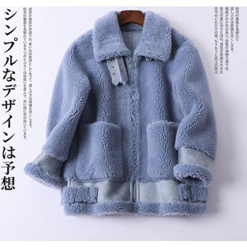Women 2020 Winter New Natuarl Wool Fur Outwears Female Fashion Real Sheep Shearing Overcoat Ladies Short Loose Warm Jackets V112