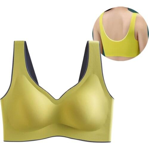 Jerrinut Plus Size Bra Latex Push Up Bra Seamless Bras for Women Bralette Top Bh Comfort Cooling Gathers Shock-Proof Pad