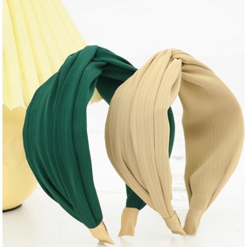 Women Solid Color Sain Cross Hairband Headband Adult Hair Accessories