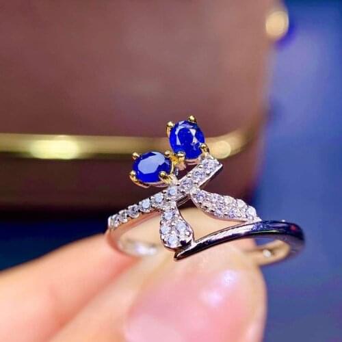 Fashion cute jump Cherry S925 silver natural blue sapphire gem ring natural gemstone ring woman girl weddings gift jewelry