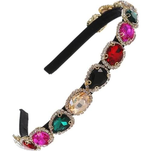 ZHINI Korean Fashion Luxury Sparkly Colorful Crystal Hairband Simple Rhinestone Wedding Headband For Women Hair Accessories