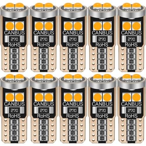 10Pcs T10 W5W 3D Lamp Bead Chip LED Wedge Licence Plate Lights WY5W Turn Side Lamp Car Reading Dome Light Auto Parking Bulb 12V