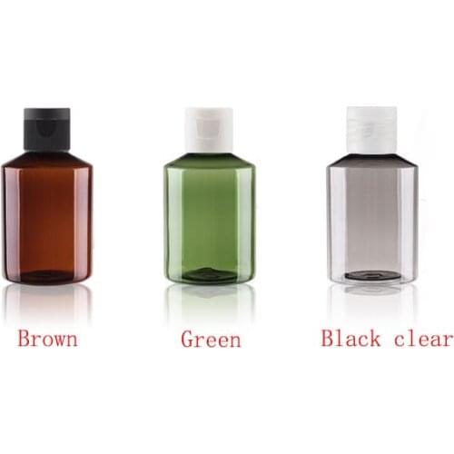 100pcs 50ml Mini brown gree empty cosmetic containers plastic bottle Travel shampoo Eliquid Shower Gel cosmetics packaging