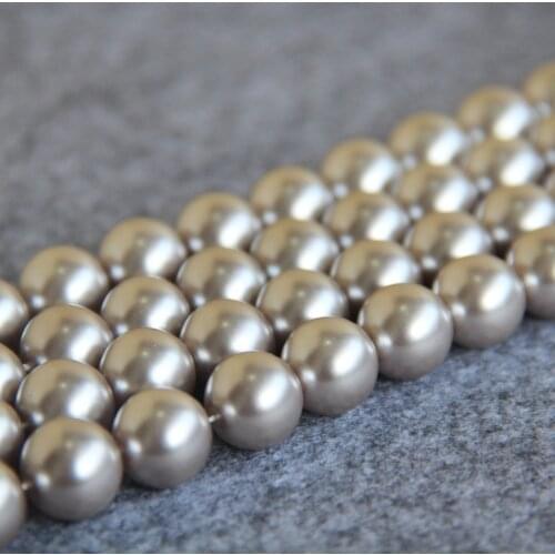 12mm fashion Grey Shell glass loose beads Women jewelry Suitable making for necklaces and bracelets 15inch 2pc/lot