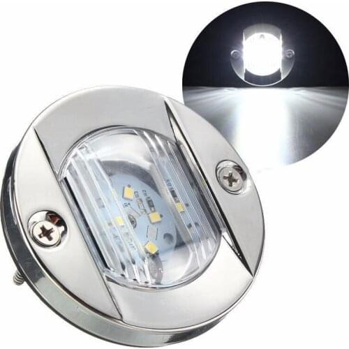 12V Marine Boat Transom LED Stern Light Round Cold White Stainless Steel Tail LED Lamp Waterproof Yacht Boat Accessories