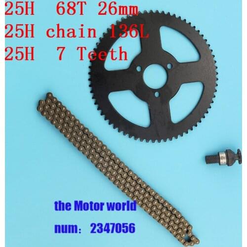 25H Clutch Drum Gear 25H 68T 26mm Sprocket + 25H Chain 136Links For 2 Stroke Minimoto Pocket Bike ATV Quad