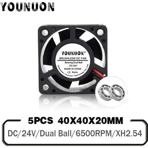 5PCS 40mm 4cm Cooling Fans DC 24V Dual Ball Cooling Cooler Fan 40x40x20mm PC Laptop Computer Radiator Cooler Fans