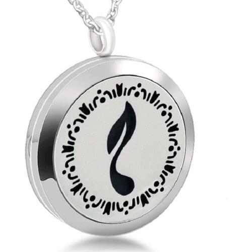 5pcs Aromatherapy Essential Oil Locket Stainless Steel Necklace Jewelry Musical Note Perfume Diffuser Pendant Locket