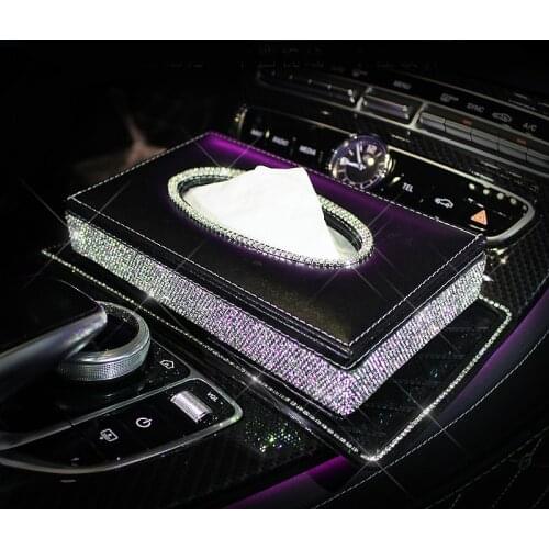 Bling Bling Diamond Car Home Office Use Tissue Box Crystals Towel Paper Holder Cover Case for Car Interior Styling Accessories