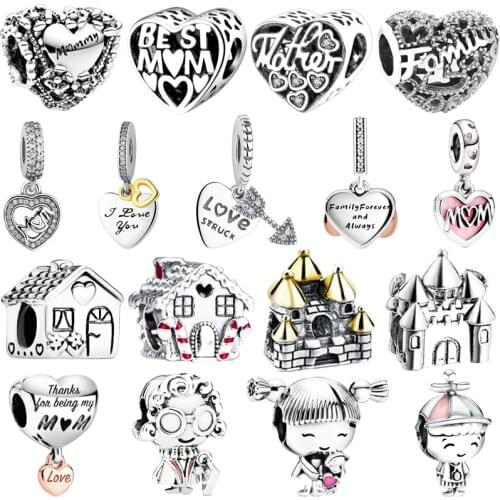 Love Friend Family Home s925 Silver Charms Pendant European Bead Fit Original Charms Bracelet Chain Girl Women Jewelry Making