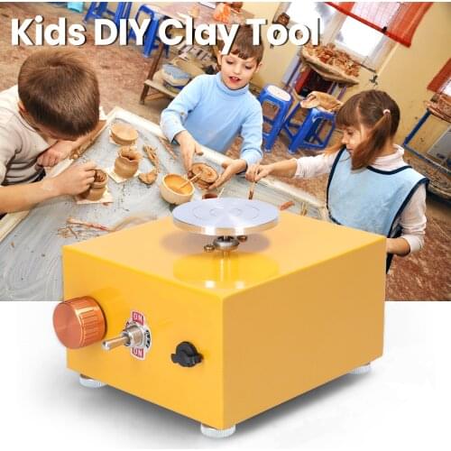 Childrens Toys Electric Pottery Machine Portable DIY Clay Tool with Tray for Ceramic Work Mini Pottery Wheel Ceramic Turntable