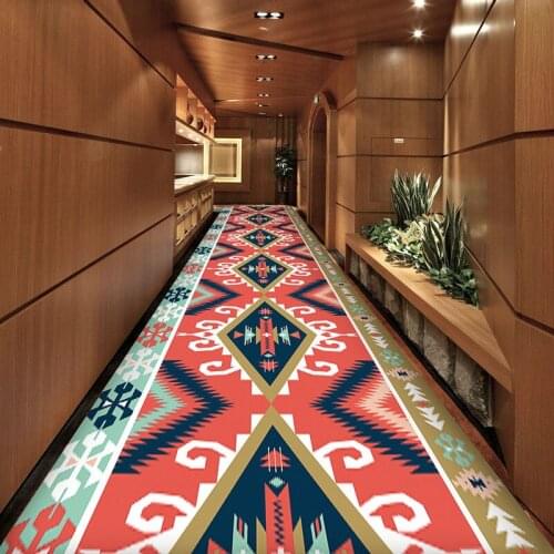 Bohemian Style 3D Hallway Long Rugs Hotel Corridor Carpets for Living Room Bedroom Wedding Area Rug Home Aisle Kitchen Floor Mat