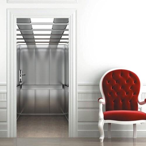 Home Creative DIY 3D Door Stickers 3D Elevator Pattern for Kids Room Door Decoration Wallpaper Large Size Wall Sticker