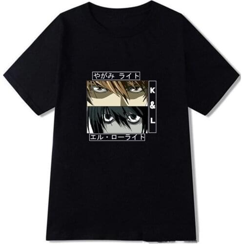 Jappanese Anime T-shirt Death Note Mens Print Summer Cool Unisex Short Sleeve T Shirt Male Fashion Tops