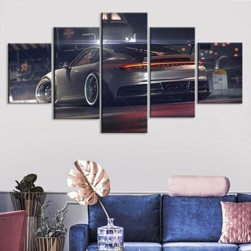 Home Decor Painting 5 Pieces Porsche 911 GT3 Car Canvas Print Poster Modern Wall Art Modular Picture Bedroom Background Frame