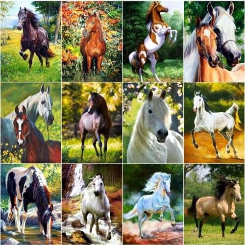 GATYZTORY Painting By Numbers Horse HandPainted Pictures By Number Animal On Canvas Home Decoration DIY Gift Wall Art