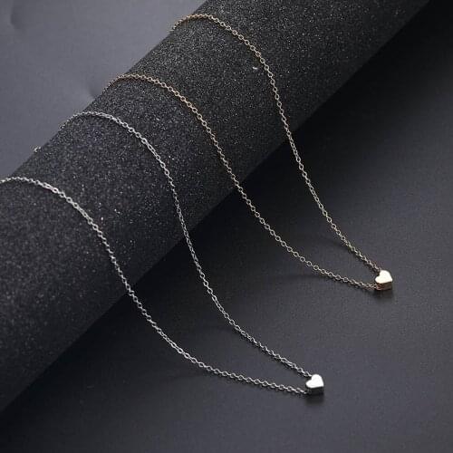 Mini Gold Silver Color Heart Pendant Necklace Women Copper Chain Necklace Statement Collar Jewelry