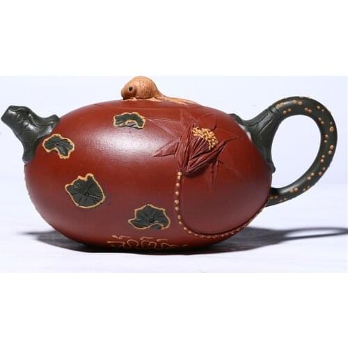 Famous Purple Sand Pot Set, Imitation Old Pot Ornaments, Original Ore Purple Sand Qinghe Fish Fun Kung Fu Tea Set, Teapot
