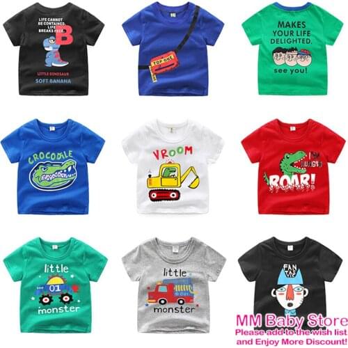 New Summer Cartoon Cars Print Dinosaur Children T-Shirt Short Sleeve O-neck T shirt Baby Boys Casual T-Shirt Kids Clothing