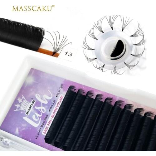 New arrival 12 lines premium easy fans mink lashes super soft korea pbt material extensions lash 1s auto fan lashes volume