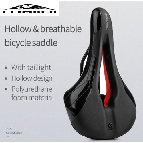 【New store 】 MTB Bicycle Saddle Taillight Cushion PVC Leather Waterproof Bike Saddle Rail Hollow Soft Bicycle Part Front Seat