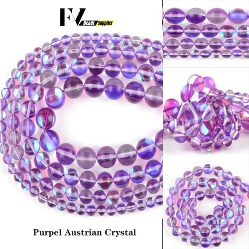 Wholesale Natural Purpel Austrian Crystal Flash Stone Round Loose Spacer Beads For Jewelry Making Bracelet Earring DIY 6/8/10mm